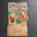 Antique Valentine Card Medium Embossed Lace Sta...
