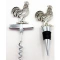 Cockerel Wine Bottle Stopper & Corkscrew Set Me...