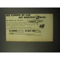1956 Godfrey Davis Car Rental Ad - See Europe by car see Godfrey Davis