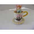Miniature Tea Cup Fairy In Cup Trinket Box 3" high