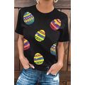 Black Shimmer Easter Eggs Print T-shirt