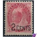 Canada 1899 SG172 2c on 3c Rose Carmine Mounted...