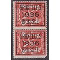 Belgium 1936 State Arms 5c Pair BRUSSELS PRECAN...