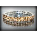 2 Row Wedding Party Champagne Rhinestone Stretc...