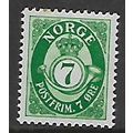 NORWAY 1937 POST HORN 7 ORE GREEN SG 283 M / MINT#
