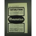 1908 McKesson & Robbins Tartarlithine Ad - NICE