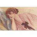 Glamour Lady ART Nouveau T Corbella Signed Arti...