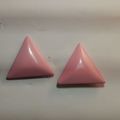 Pink Enamel Triangle Earrings Vintage Pyramid S...