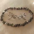 Dragonfly Earrings and Bracelet Crystal Set of ...
