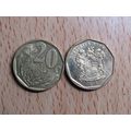 Suid Africa South Africa 1996 20 Cent Borwa Coin