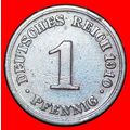 Ⰶ EAGLE (1890-1916): GERMANY ★ 1 PFENNIG 1910F ...