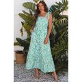 Green Floral Lace Tied Strap Empire Waist Maxi ...