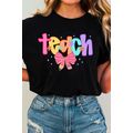 Black Teach Graphic Holiday Summer Tee