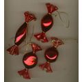 Set of Red Glass Christmas Wrapped CANDY Orname...