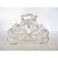 Silver metal peacock faux pearl and clear cryst...