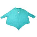 Womens Cardigan Sweater XL Teal Crochet 3/4 Len...