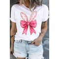 White Easter Bunny Ear Bowknot Graphic Plus Siz...