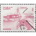 CUBA, SHIP, Fishing vessel and lobster, red-vio...