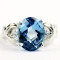 Swiss Blue Topaz, 925 Sterling Silver Ladies Ri...