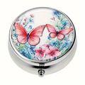 Chic Red Butterfly 3-Compartment Metal Pill Box...