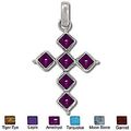 Sterling Silver Hand-Made Genuine Stone Cross