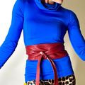 1980s Red Leather Wrap Belt Sash Cincher Belt B...