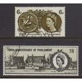 SG663-664 1965 700th Anniversary of Parliament (Ordinary) ~ Fine Used.