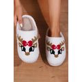White Christmas Cartoon Pattern Plush Slippers