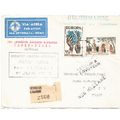 AIR MAIL etiquette light blue cover to Italy fr...