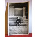 A YOUNG UNKNOWN GIRL SAT ON THE STEPS antique p...