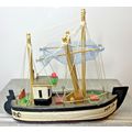 Wooden Fishing Boat Vintage Figurine