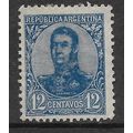 ARGENTINA REP 1908 12c BLUE GEN SAN MARTIN SG 3...