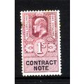 GREAT BRITAIN EDWARD VII CONTRACT NOTE 1s PURPL...