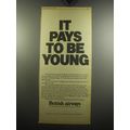 1975 British Airways Ad - It pays to be Young