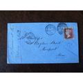 1876 GB QV 1d Red stamp plate no 170 KS cover N...