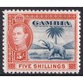 Gambia KGVI 1938-46 5s Blue Vermilion Elephant ...