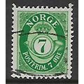 NORWAY 1937 POST HORN 7 ORE GREEN SG 283 FINE USED