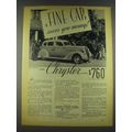 1936 Chrysler Six Sedan Ad - Fine Car Saves You Money