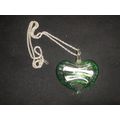 Beautiful handmade green & white heart pendant ...