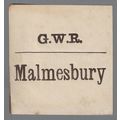 GREAT WESTERN RAILWAY LUGGAGE LABEL - MALMESBUR...
