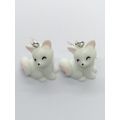 Cute White Fox Kawaii Kitsch Earrings Fancy Dress Quirky/Fun/Funky Novelty Gift