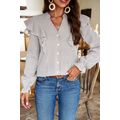 Brown Plaid Flounce Sleeve Notched Neck Ruffled...