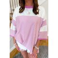Phalaenopsis Striped Patchwork 3/4 Sleeve Overs...
