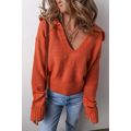Flamingo Collared V Neck Ribbed Edge Sexy Elega...