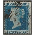 1854 SG19 2d Deep Blue Wmk Small Crown Perf 16 ...