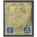 Johor 1925 SG122 $3 Green & Blue Fine Used ..