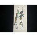 3" silver tone metal chain with opalescent paua...