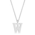 Elaina Rhodium Stainless Steel W Initial Necklace