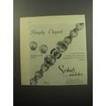 1951 Schulz Watch and Earrings Ad - Simply Elegant