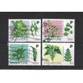 Singapore.Ferns set of 4.Fine Used.Jul25